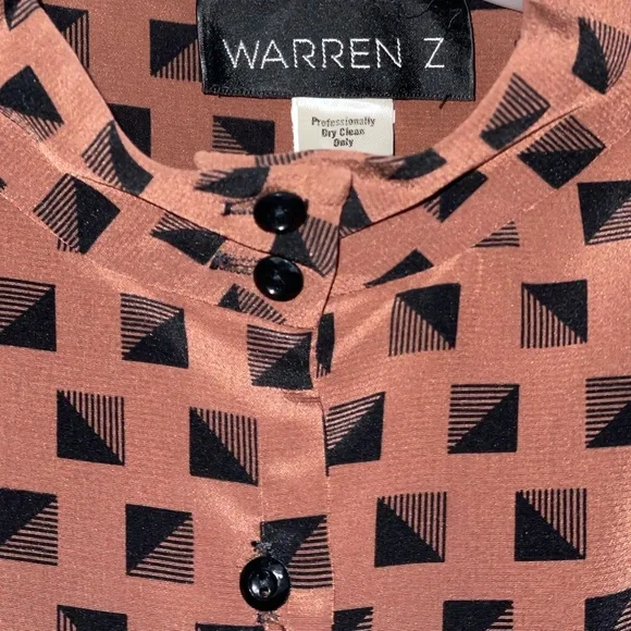 Fun, brown and black patterned vintage dress by Warren Z size 6 - Picture 4 of 9